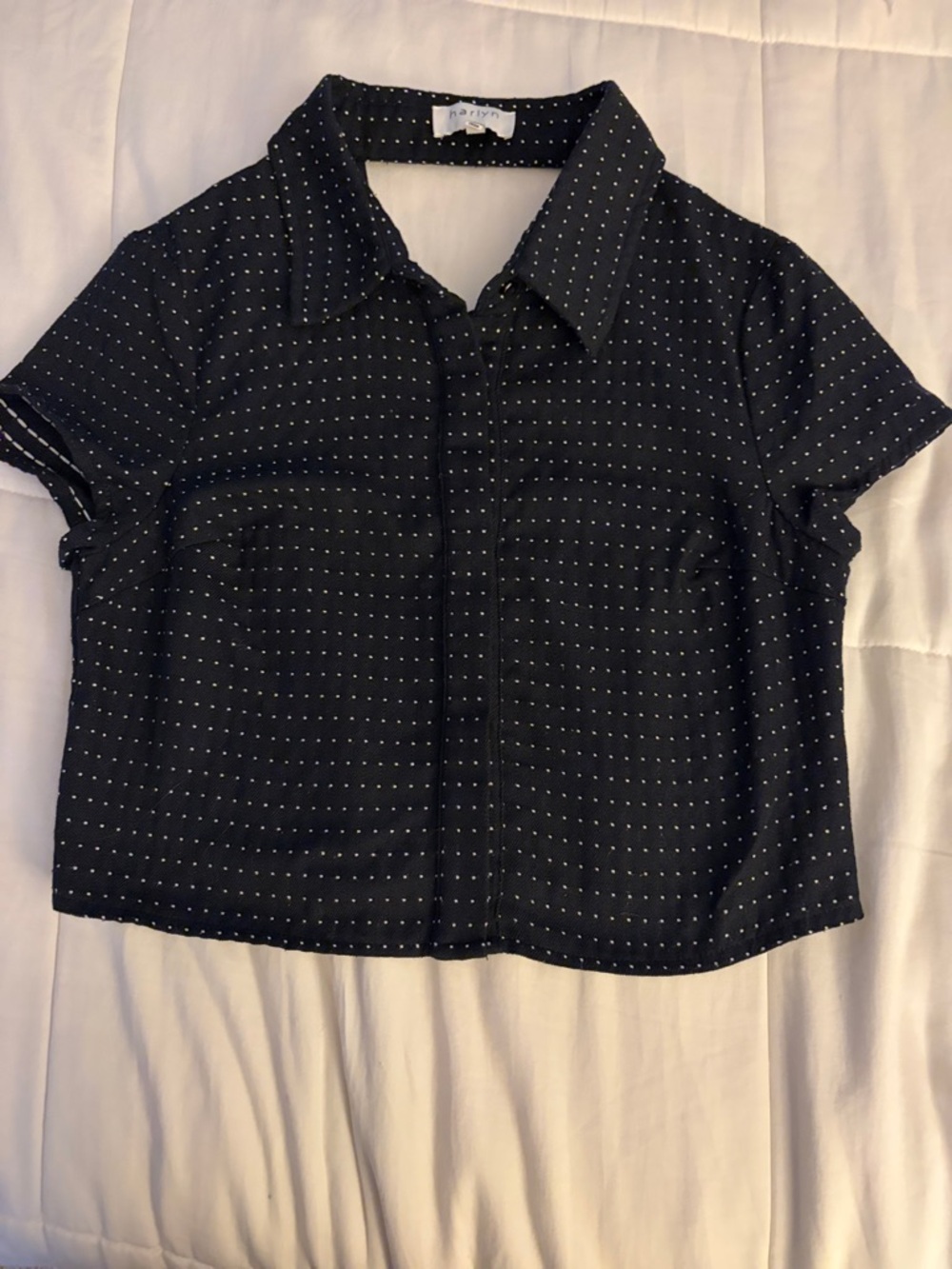 Harlyn Cropped polka Dot Button Down Top Size XS